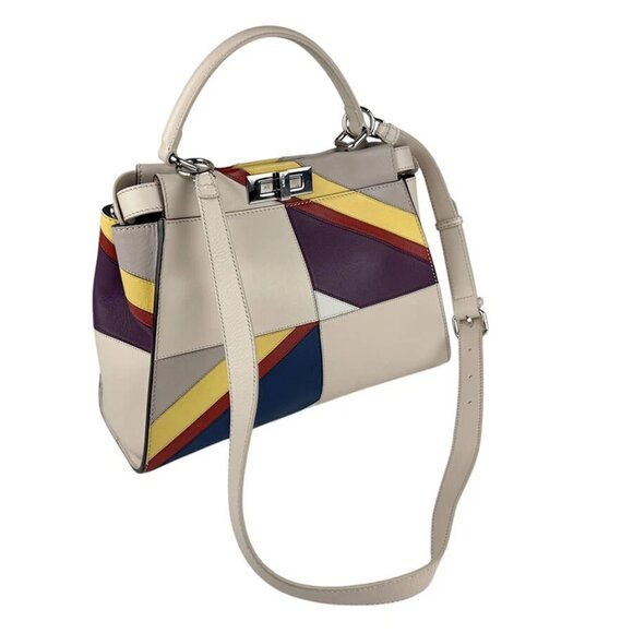 Auth FENDI Peekaboo Medium Handbag Shoulder Bag Multicolor Leather - z4375 - Picture 10 of 14